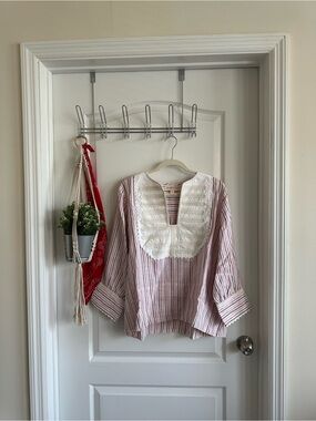 Wiggy Kit Pink & White Striped Bib Peasant Blouse